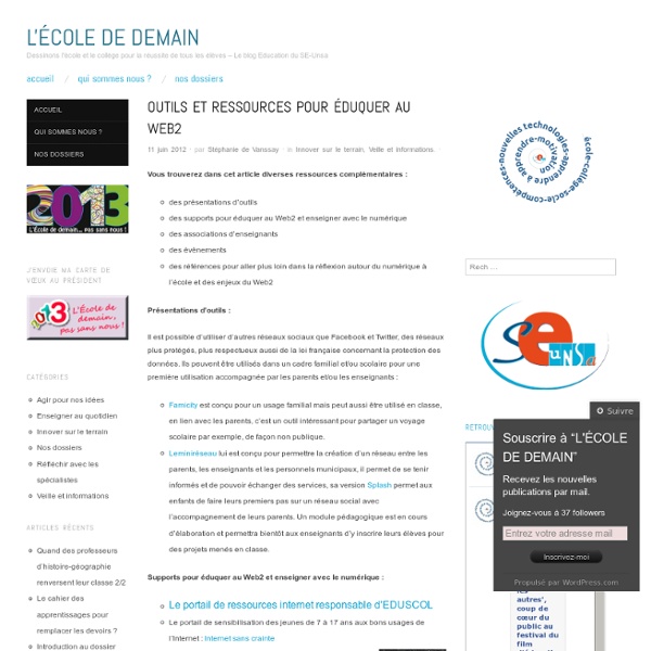 Outils et ressources pour éduquer au Web2