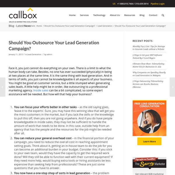 Should You Outsource Your Lead Generation Campaign?