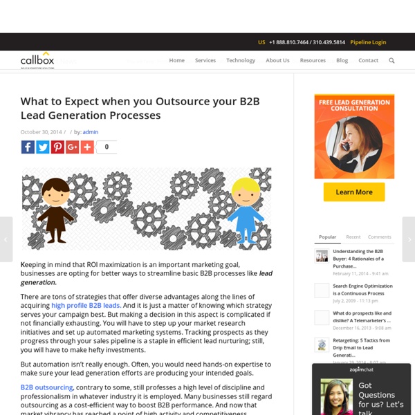 What to Expect when you Outsource your B2B Lead Generation Processes