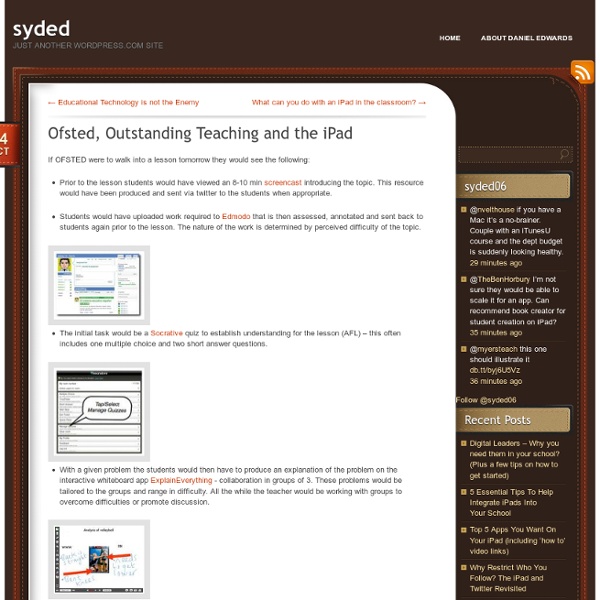 Ofsted, Outstanding Teaching and the iPad