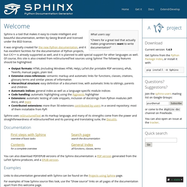 Overview — Sphinx v1.0.7 documentation