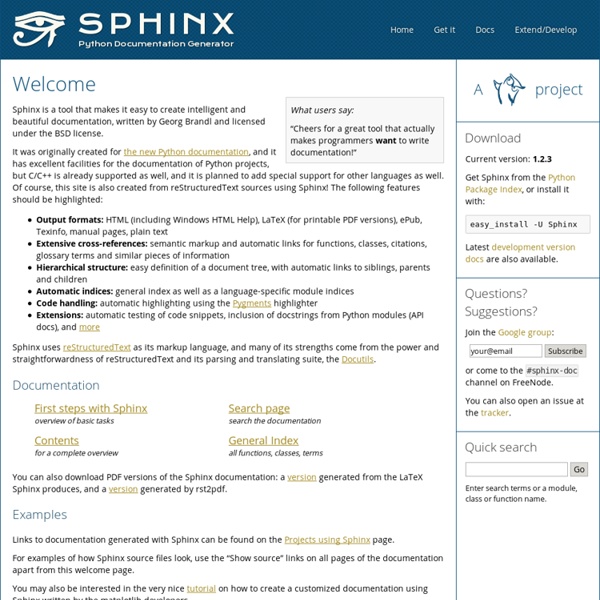 Overview — Sphinx 1.1.3 documentation