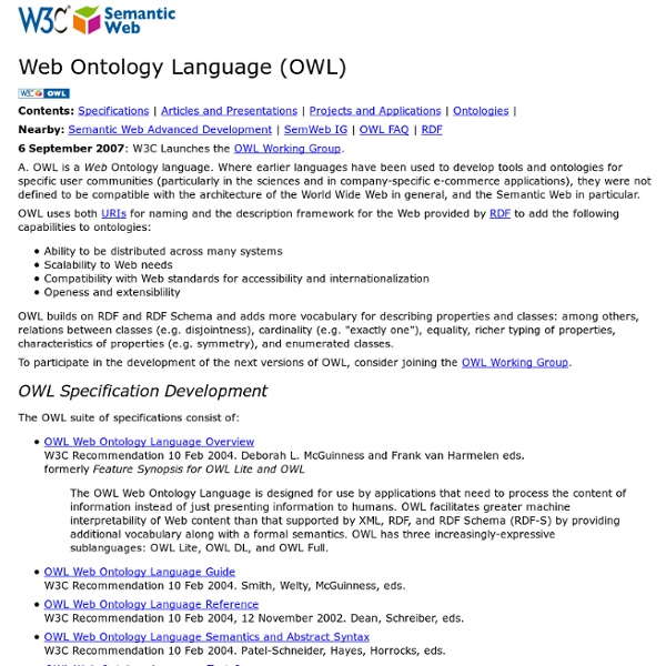 Web Ontology Language OWL / W3C Semantic Web Activity