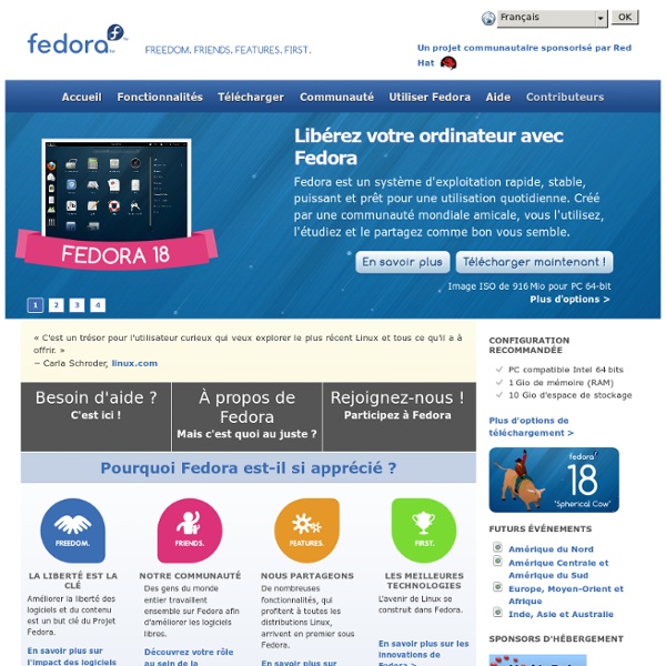 Page d'accueil du Projet Fedora