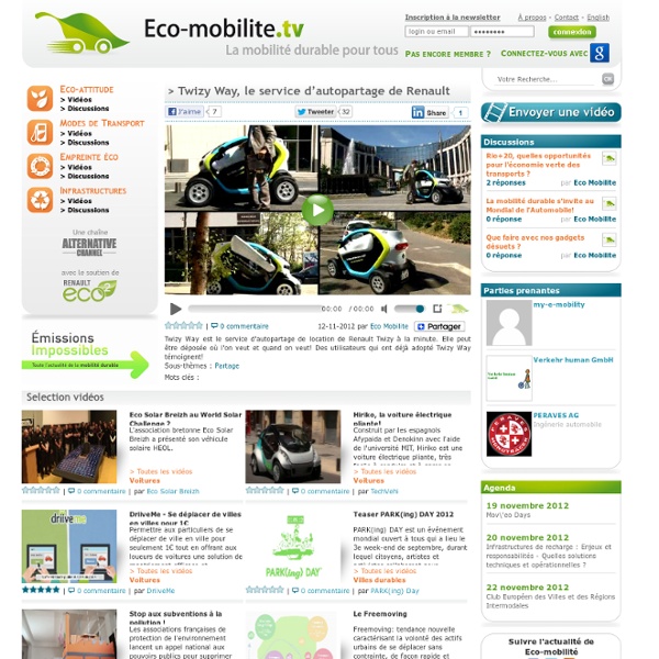 Page d’accueil « Eco-mobilite.tv «