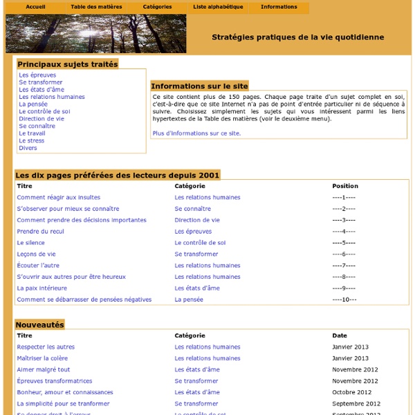 Stratégies pratiques de la vie quotidienne