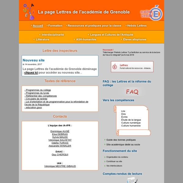 La page Lettres de l'académie de Grenoble