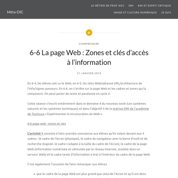 6-6 La page Web : Zones et clés d’accès à l’information
