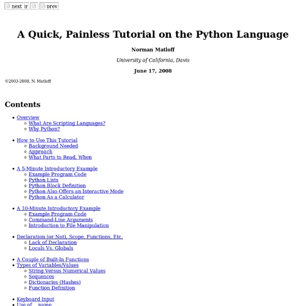 Tutorial on the Python Language