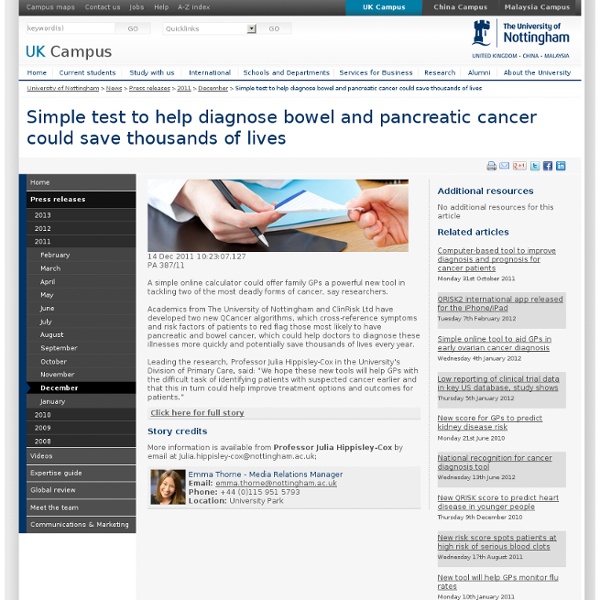 Simple test to help diagnose bowel and pancreatic cancer could save thousands of lives