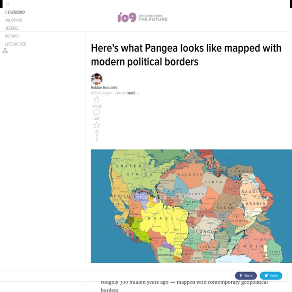 Here's what Pangea looks like mapped with modern political borders