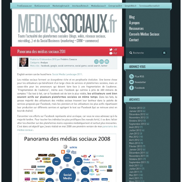 Médias sociaux > Panorama des médias sociaux 2011