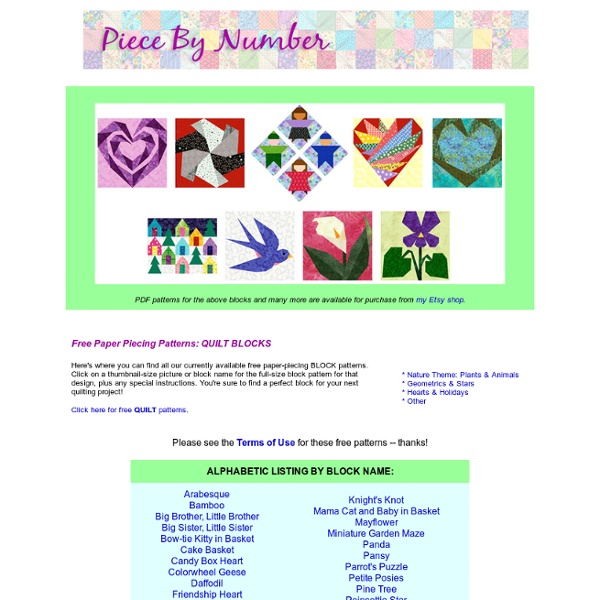 Free Paper Piecing Quilt Block Patterns from Piece By Number