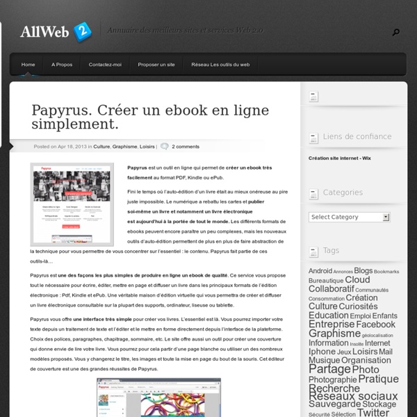 Papyrus. Créer un ebook en ligne simplement. - Allweb2