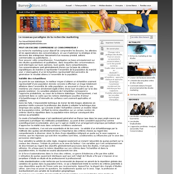 Peut-on encore compredre le consommateur ?