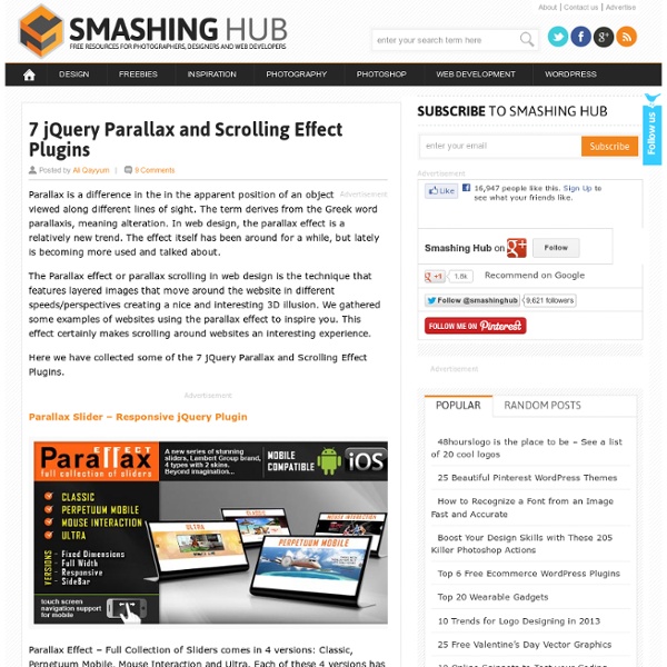 7 jQuery Parallax and Scrolling Effect Plugins