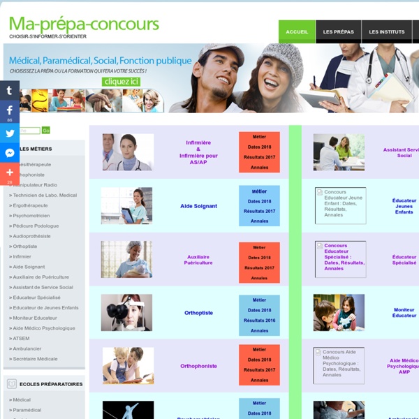 Tout sur les concours : Dates, Annales corrigées, Résultats. Paramédical, Social, Administratif.
