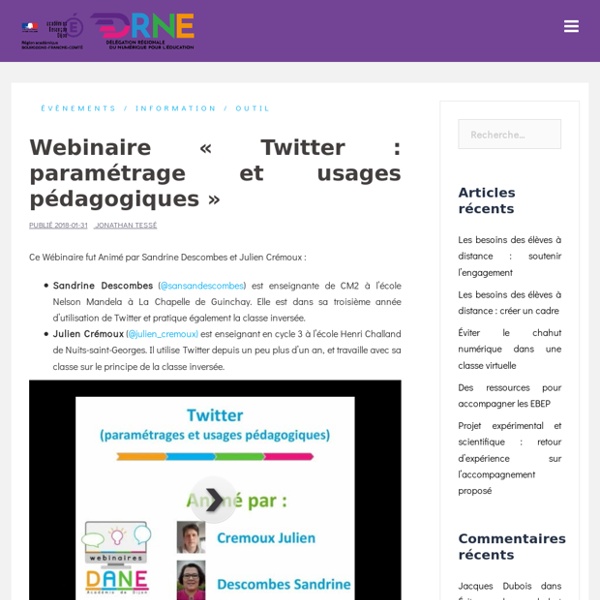 Webinaire « Twitter : paramétrage et usages pédagogiques »