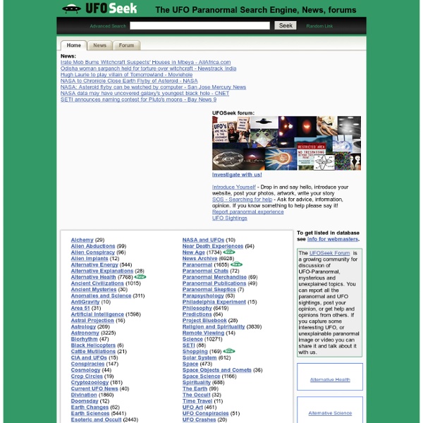 UFO Seek! The UFO Paranormal Search Engine, News, forums