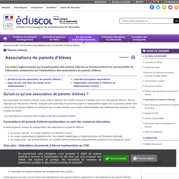 Associations de parents d'élèves - EduSCOL
