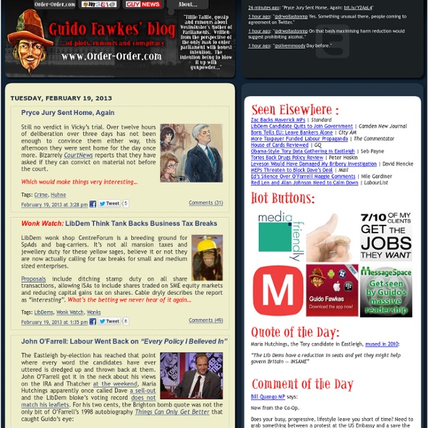 Guy Fawkes' blog of parliamentary plots, rumours and conspiracy
