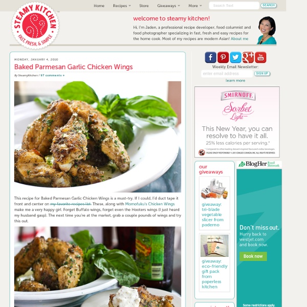 Baked Parmesan Garlic Chicken Wings Recipe - Recipes Steamy Kitchen