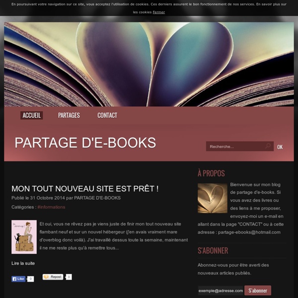 PARTAGE D'E-BOOKS - Bienvenue sur mon blog de partage d'e-books fantasy. Si vous avez des livres ou des liens à me proposer, envoyez-moi un e-mail en allant dans la page "CONTACT"