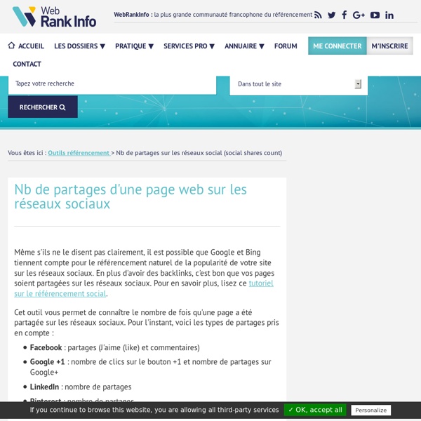 Outil : calcul du nb de partages, like, commentaires, tweets, +1