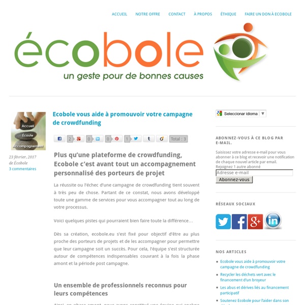 Premier site de crowdfunding écologiqueécobole