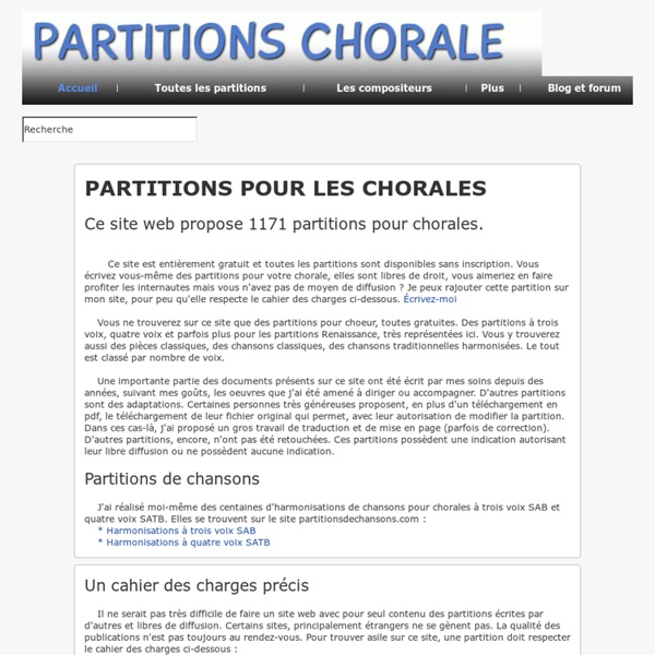 Partitions chorale - Partitions gratuites