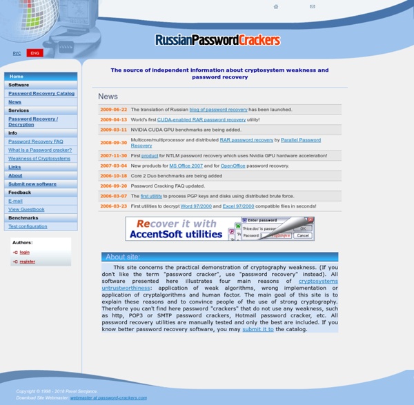 Russian Password Crackers: fastest, tested password recovery software