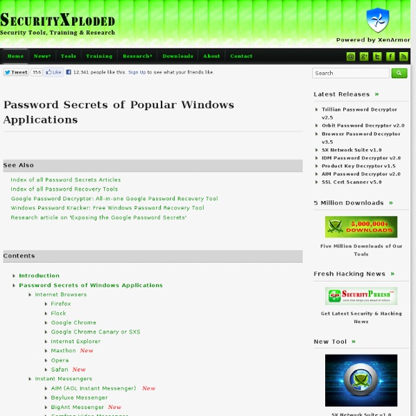 Password Secrets of Popular Windows Applications