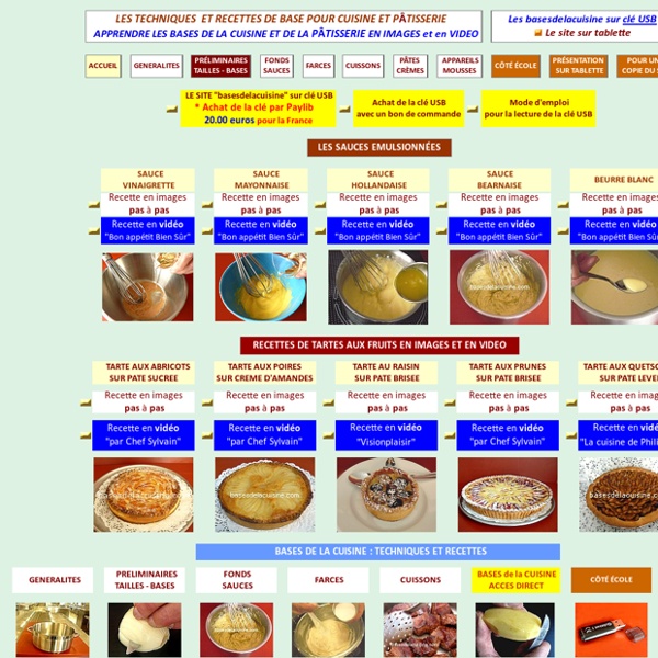Apprendre les bases et recettes de cuisine et de pâtisserie en images