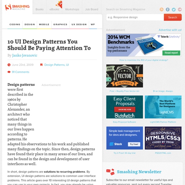 10 UI Design Patterns You Should Be Paying Attention To - Smashing Magazine