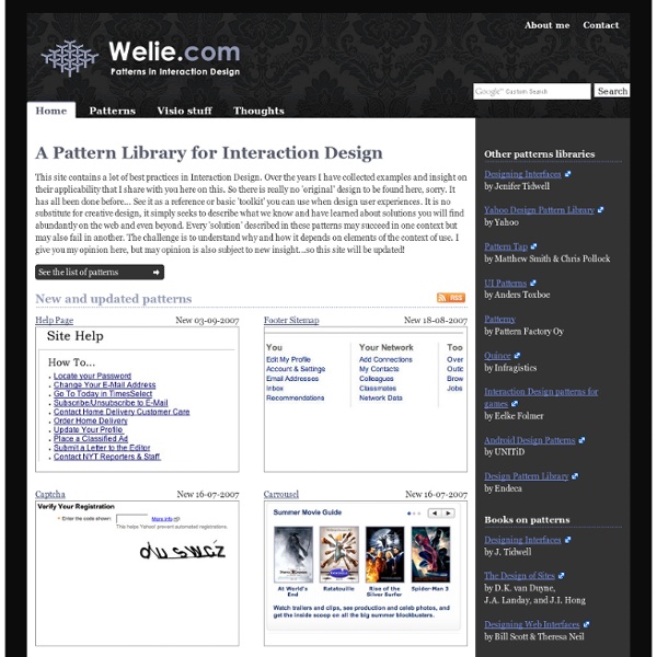 Welie.com - Patterns in Interaction Design