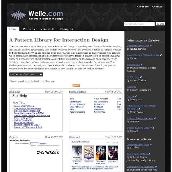 Patterns in Interaction Design