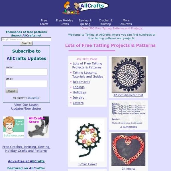 Over 300 Free Tatting Patterns and Projects, How To Tatting Guides, Charts and More at AllCrafts!