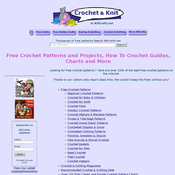 Free Crochet Patterns and Projects, How To Crochet Guides, Charts and More at AllCrafts!