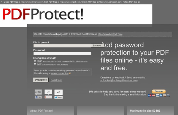 PDFProtect! - Add password protection to PDF files online for free.