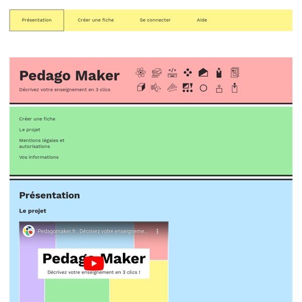Pedago Maker – Décrivez votre enseignement en 3 clics