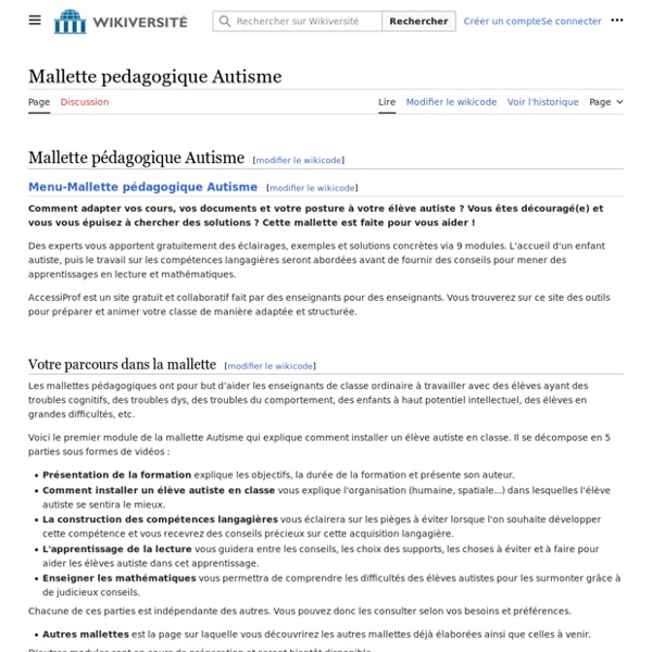 Mallette pedagogique Autisme — Wikiversité