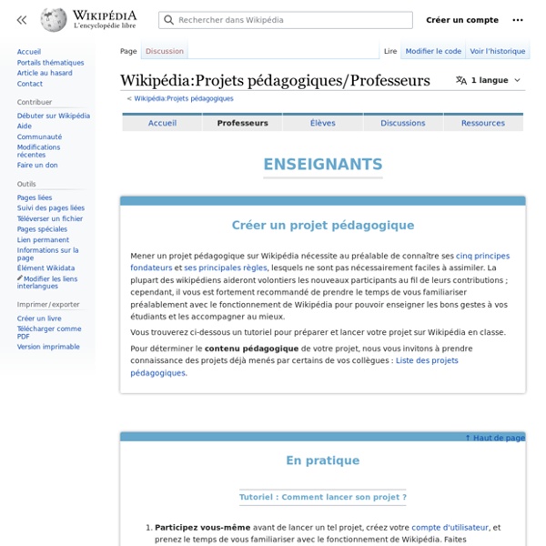 Wikipédia:Projets pédagogiques/Professeurs