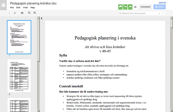 Pedagogisk planering krönikor.doc