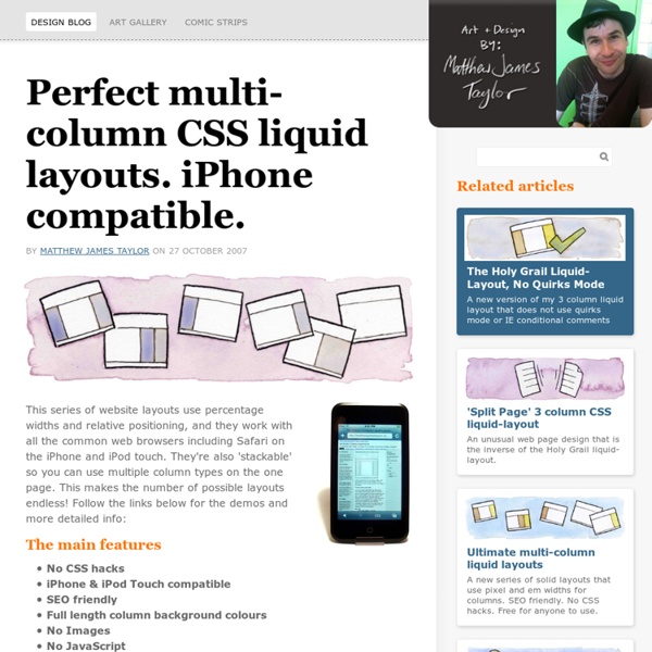 Perfect multi-column CSS liquid layouts - iPhone compatible
