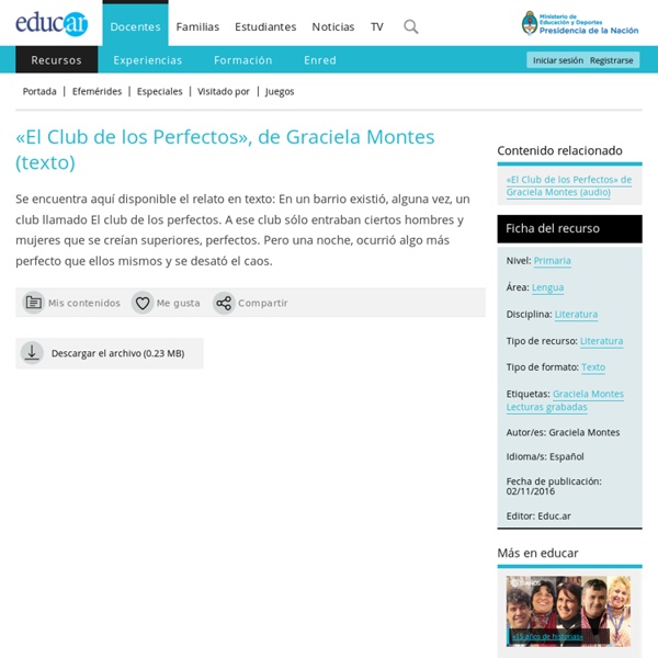 «El Club de los Perfectos», de Graciela Montes