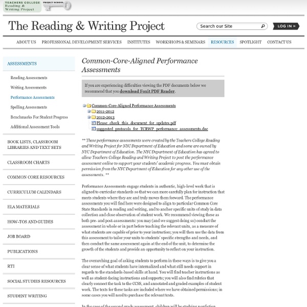 Performance Assessments - Teachers College Reading & Writing Project