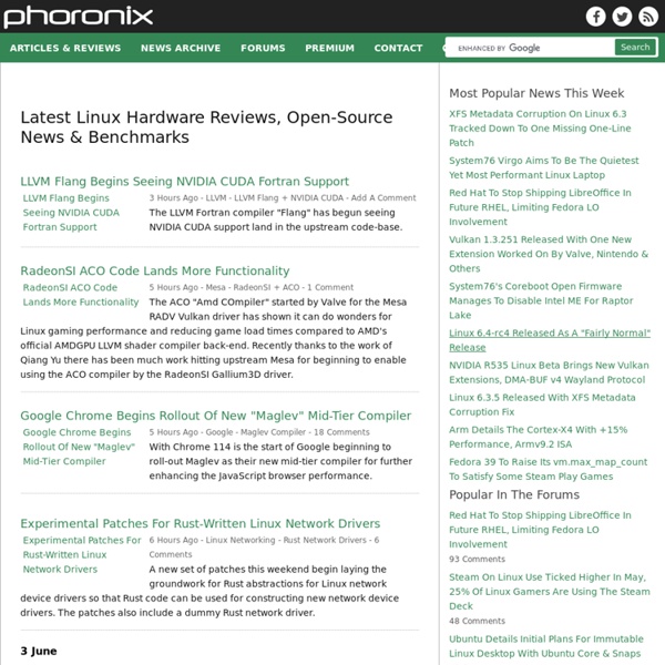 [Phoronix] Linux Hardware Reviews, Benchmarking, & Gaming