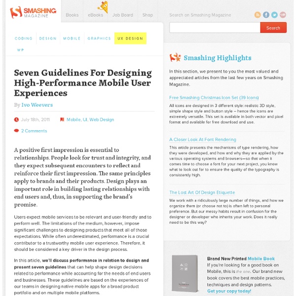 Seven Guidelines For Designing High-Performance Mobile User Experiences