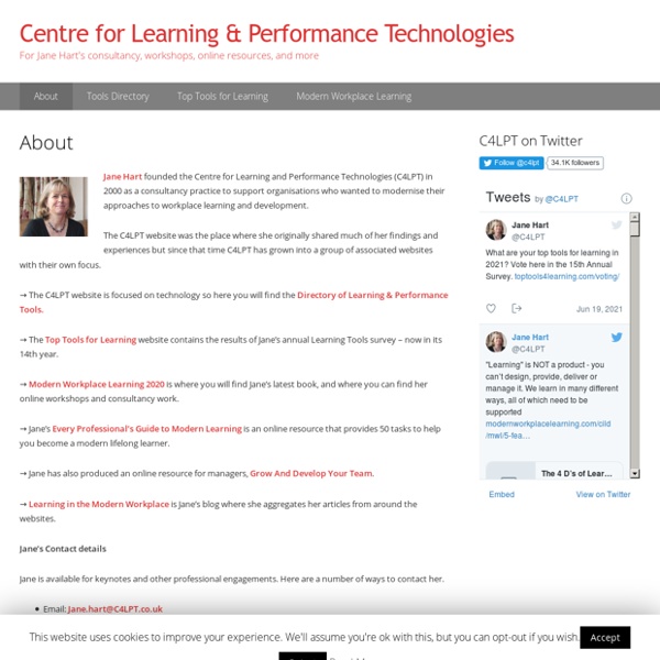 Jane Hart's independent website about learning trends, technologies and tools