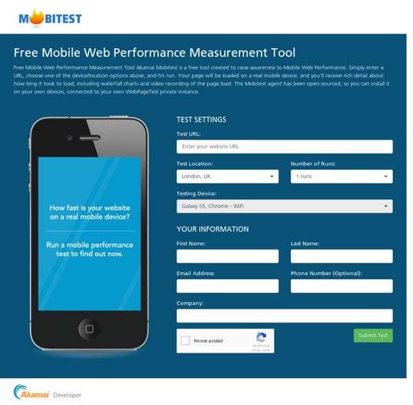 Free Mobile Performance Testing with Akamai's Mobitest